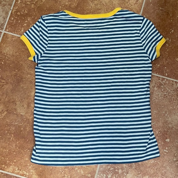 Small Blue and White Striped Top with Yellow - Picture 2 of 3